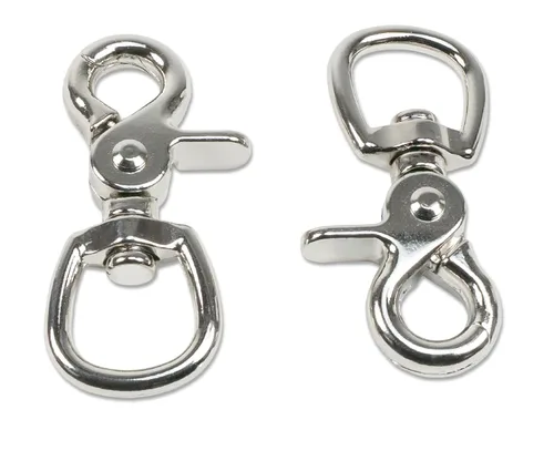 Vista 5 de Southwestern Equine [Paquete de 2] Gatillo Snap giratorio de ojo cuadrado de 1 pulgada – Placa de níquel de grado industrial resistente a