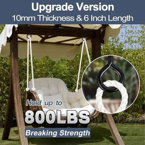 Vista 2 de DELSWIN Ganchos de ojo de tornillo – 800 libras, ganchos de ojo resistentes de 6 pulgadas, pernos de ojo autorroscantes a prueba de óxido, tornillo