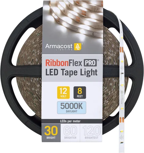 Vista 9 de Armacost Lighting RibbonFlex Pro 133230 - Tira de luces LED blancas de 12 V, 120 LED/m, 2700K, 16.4 pies