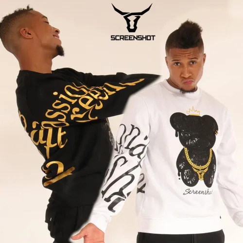 Vista 3 de SCREENSHOT Sudadera con cuello redondo de estilo urbano de Nueva York con graffiti y hip hop para hombre