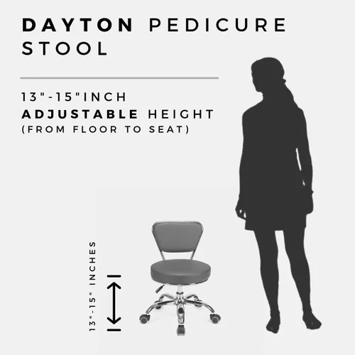 Vista 4 de Juego de 4 taburetes de pedicura Dayton (capuchino) neumáticos, altura ajustable, perfecto para salón de uñas, pedicura spa