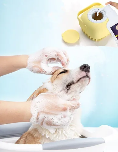 Vista 4 de Cepillo de baño para perros, cepillo de aseo para perros, cepillo de champú para perros, cepillo para baño con cepillos de dientes para mascotas