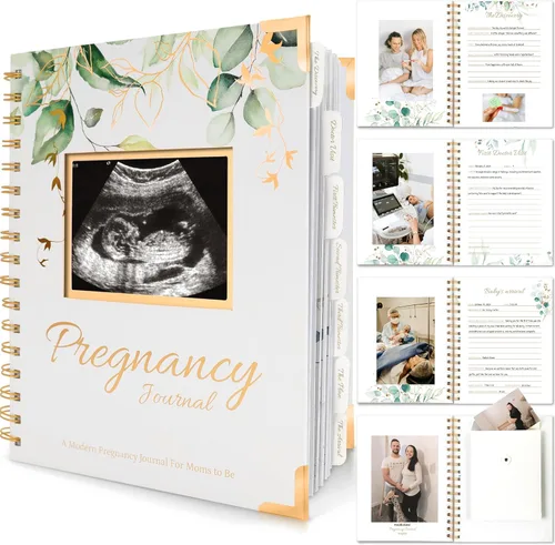 Diario de embarazo para regalos de madres primerizas - Libro de recuerdos de embarazo de tapa dura de 90 páginas, hermoso y lindo recuerdo de libro
