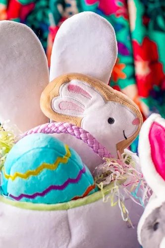 Vista 5 de Midlee Juguete de peluche para perro de huevo de Pascua, azul (pequeño)