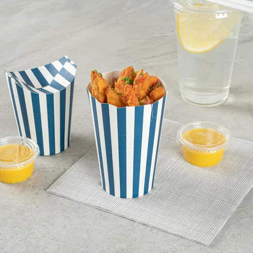 Vista 5 de Restaurantware Bio Tek - Tazas de papas fritas de 16 onzas, 100 soportes desechables para papas fritas – con tapa plegable, cierre de pestaña, tazas