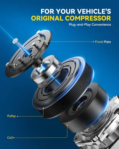 Vista 3 de PHILTOP Embrague del compresor de CA, kit de embrague del compresor de CA, bobina de polea apta para 2002 2003 2004 2005 2006 2007 2008 MINI COOPER