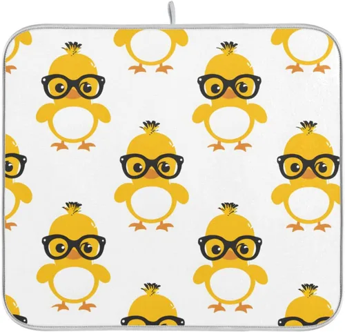 Vista 8 de Tapete de secado de platos de búho lindo para encimera de cocina, almohadilla de secado de microfibra absorbente, grande, 18 x 24 pulgadas, tapetes