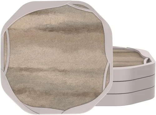 Vista 26 de UMIRRO Posavasos absorbentes para protección de mesa Posavasos de silicona para bebidas absorbentes con almohadillas de fieltro Alfombrilla