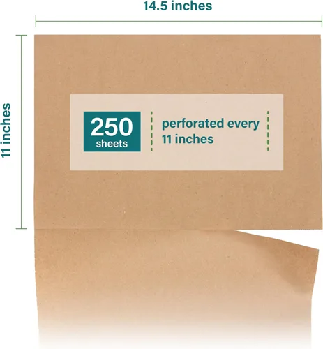Vista 2 de Elementree Hojas de papel de embalaje marrón para mudanzas y envíos, 250 unidades (229 pies), tamaño de hoja de 14.5" x 11", embalaje de relleno