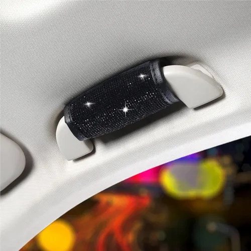 4 fundas para manija de puerta de automóvil con diamantes de imitación brillantes, accesorios de automóvil para mujer, ajuste universal (negro)