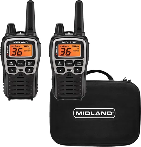 Midland T77VP5 X-TALKER Walkie-Talkie de largo alcance FRS de dos vías para acampar, exploración al aire libre, escaneo y alerta del clima NOAA +