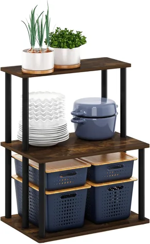 Vista 73 de Furinno Turn-N-Tube - Mesa auxiliar ovalada moderna sin necesidad de herramientas, color blanco, blanco virgen