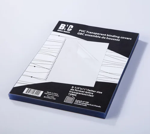 Vista 2 de BNC 10 mil 8-1/2 x 11 pulgadas, tamaño carta, cubierta de PVC – paquete de 100, transparente