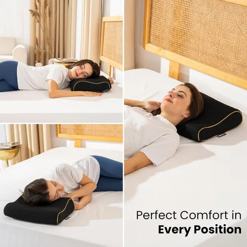 Vista 5 de Almohada de viaje de espuma viscoelástica con funda lavable y bolsa de transporte, almohada de cuello compacta, suave y transpirable para avión