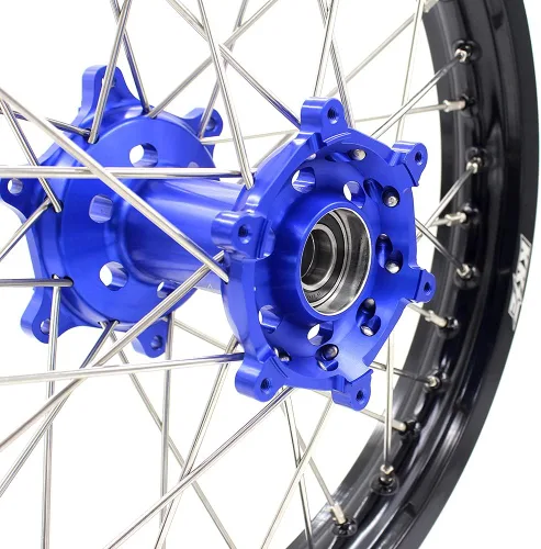 Vista 9 de KKE 21/18 Enduro Fit para Yamaha WR250R 2008-2020 OEM Tamaño Ruedas Llantas CNC Blue Hub Set