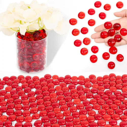 Vista 11 de Cuentas de vidrio para jarrones, cuentas decorativas de 0.97 libras, canicas planas para soporte de flores, manualidades, piedras de Mancala Blanco