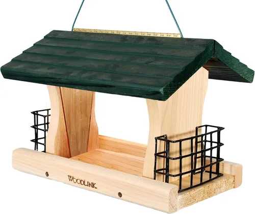 Vista 2 de Woodlink GGRF - Comedero de techo de jardín de cedro, pequeño, color verde