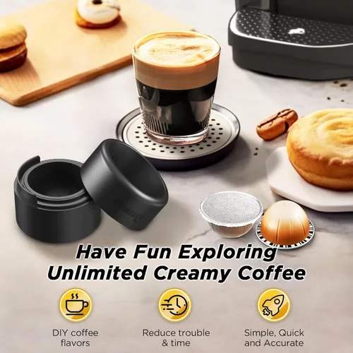 Vista 7 de CAPMESSO Kit de recarga de cápsulas Vertuo reutilizables, sellado más rápido, cápsulas Nespresso Vertuo reutilizables con cepillo de llenado