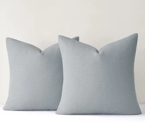 Vista 5 de Mixhug Juego de 2 fundas de almohada decorativas de lino para sofá y cama, cojín lumbar, color beige, 12 x 20 pulgadas