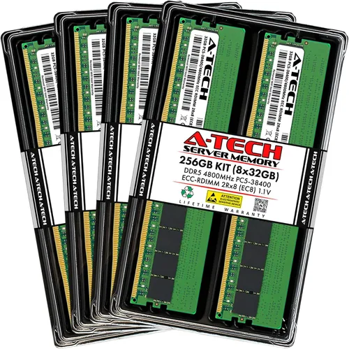 Vista 54 de A-Tech 16GB DDR5 4800MHz PC5-38400 ECC RDIMM 1Rx8 (EC8 10x4) Rango único 1.1V ECC Registrado DIMM 288-Pin Módulo de actualización de memoria RAM