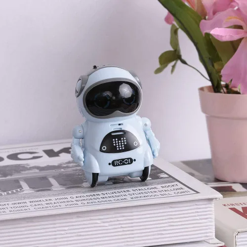 Vista 2 de GoolRC Mini robot de bolsillo, con conversación de diálogo interactivo, reconocimiento de voz, canto y baile, regalo de robot pequeño eléctrico Azul