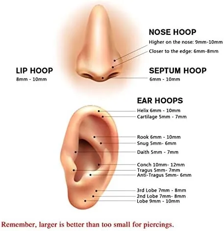 Vista 6 de PEAKLINK Piercing de acero quirúrgico 316L para tabique de nariz para dormir, hélice, grajo, cartílago, daith, tragus, lóbulo, nariz, joyería