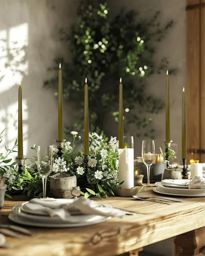 Vista 3 de Olive - Velas cónicas de 12 pulgadas sin perfume, sin humo, largas y altas para candelabros, boda, adviento decoración del hogar, cena, Navidad