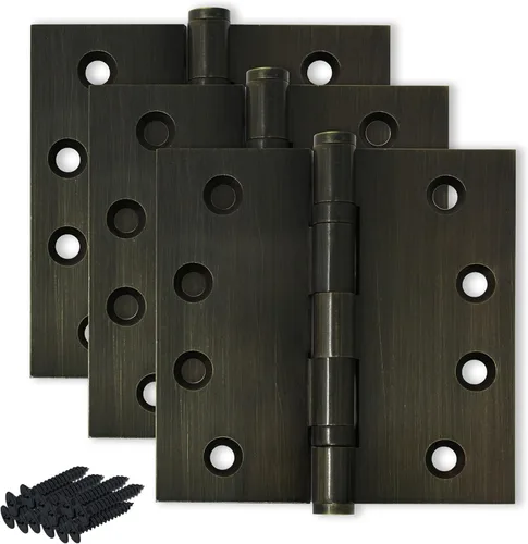 Vista 31 de Bisagra de puerta de latón macizo, rodamiento de bolas resistente, 4 x 4 pulgadas, juego de 2 bisagras (latón antiguo)