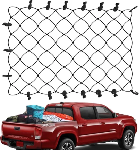 Red de carga TacoNets para Toyota Tacoma de cama corta - Se ajusta de 2005-2025 - Integración patentada de riel de cama - Red de carga elástica