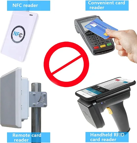 Vista 7 de Tarjeta de bloqueo RFID, 3 piezas de protección completa para cartera y protector de bolso, bloqueador de tarjetas de crédito NFC sin contacto