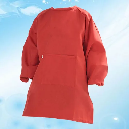 Vista 6 de FRCOLOR Long Sleeve Painting Smock Apron in Crimson Art Coat Protector with Adjustable Closure Stain-resistant Cover for Drawing and Watercolor