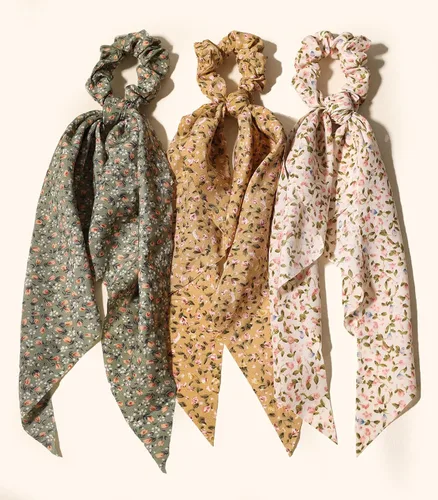Vista 81 de Coleteros para el cabello para mujer, bufanda LFOUVRE Scrunchies, 2 piezas de bufandas anudadas para niñas, bufanda de satén sedoso, banda elástica