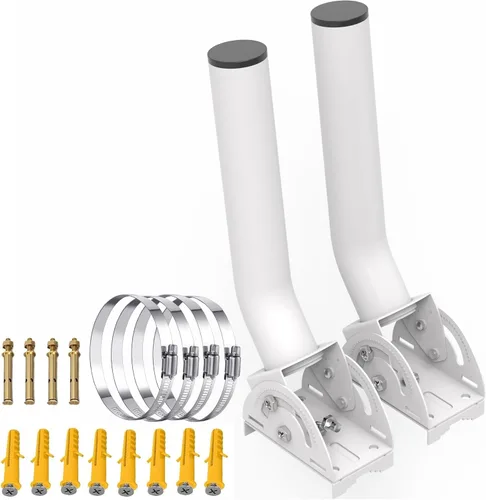 Vista 11 de Soporte de antena universal, poste ajustable resistente de 50 libras y soporte de montaje en J de pared, apto para antena de TV al aire libre