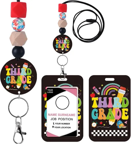 Vista 33 de Cordones para profesores de identificación - Accesorios de llavero con cuentas de silicona boho separables y lindo arcoíris, soporte