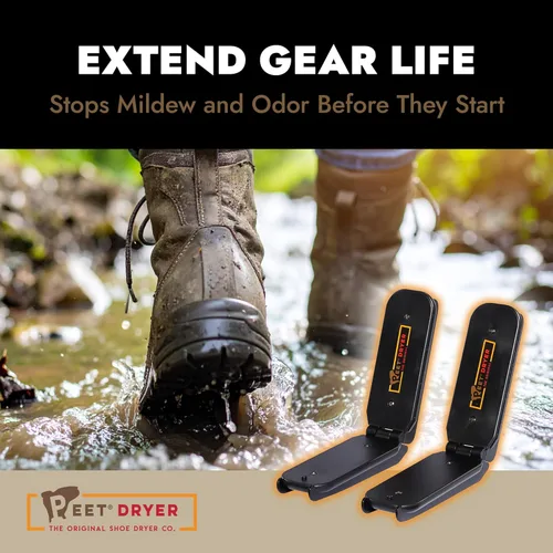 Vista 5 de PEET, GO! Secadora portátil de 2 zapatos, secador eléctrico de botas con adaptador de corriente para vehículos, secadora para botas de trabajo