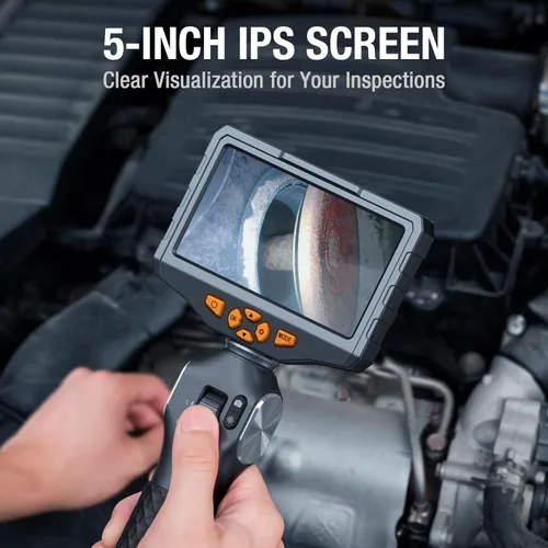 Vista 3 de Teslong Boroscopio articulado bidireccional con luz, cámara de inspección de endoscopio IPS de 5 pulgadas con cabezal de articulación, alcance