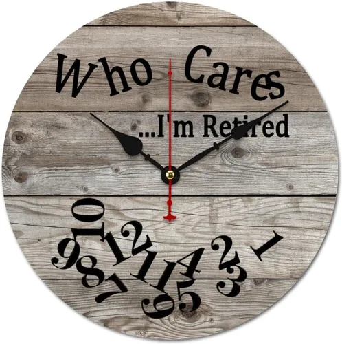 Vista 20 de Who Cares I'm Retired - Reloj de pared de madera para dormitorio, reloj de pared sin números, para colgar en la pared, sin tictac, para decoración