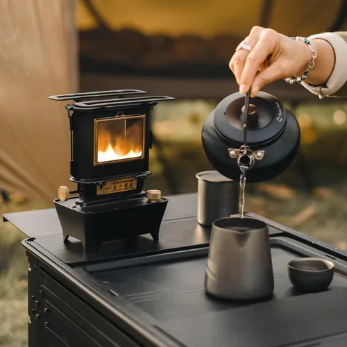 Vista 8 de Lámpara de Aceite de Camping Thous Winds, Lámpara de Combustible para Iluminación al Aire Libre Estufa Portátil para Cocinar y Calentar, Negra
