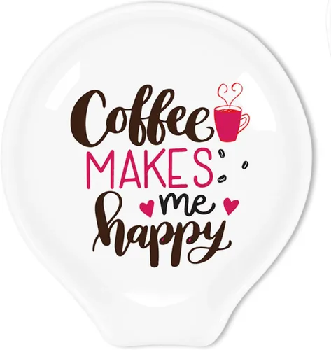 Vista 7 de Gracioso Mensaje de Café Es Siempre Hora del Café Soporte de Cuchara de Café Cerámico - Soporte para Cuchara de Café - Decoración para Estación