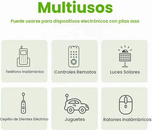 Vista 7 de Baterías AA recargables 1.2V: baterías NiMH Double A 1200mAh para luces solares - Recarga hasta 1000 veces