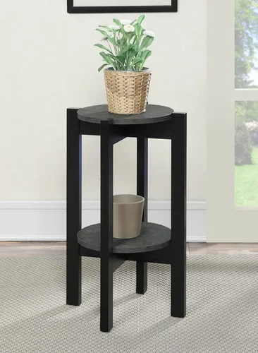 Vista 2 de Convenience Concepts Newport - Soporte mediano para plantas, cemento sintético, color negro Cemento sintético/negro