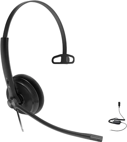 Global Teck Worldwide GTW Yealink YHS34 Lite - Auriculares mono con cable (Lite), se conecta al escritorio, PC/Mac, Softphones - Funciona con