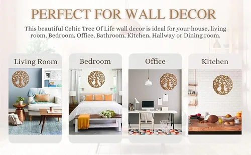 Vista 4 de DharmaObjects Árbol celta de madera hecho a mano de la vida decoración de pared colgante arte 2004 (negro)