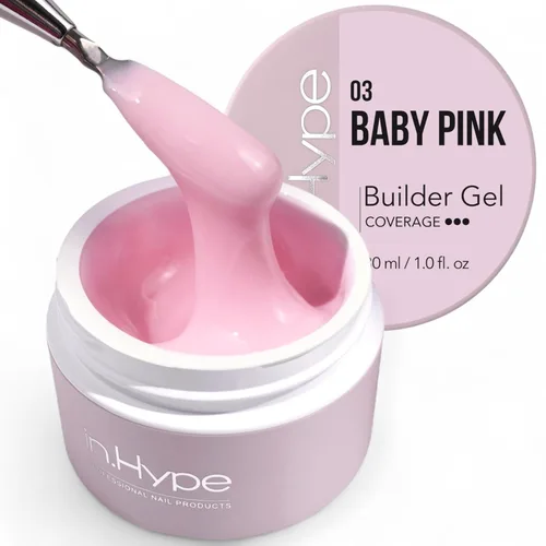 IN.HYPE Gel de Construcción Duro UV/LED para Extensión/Fortalecimiento de Uñas (Rosa Bebé#3). Gel UV de Color para Esculpir Uñas