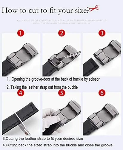 Vista 5 de VANNANBA Leather Ratchet Belts for Men Automatic Buckle with Belt Box Gift for Men