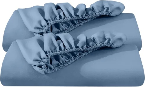 Vista 21 de Bare Home Paquete de 2 sábanas bajeras ajustadas tamaño individual - microfibra ultrasuave de alta calidad 1800, resistente a las arrugas, bolsillo