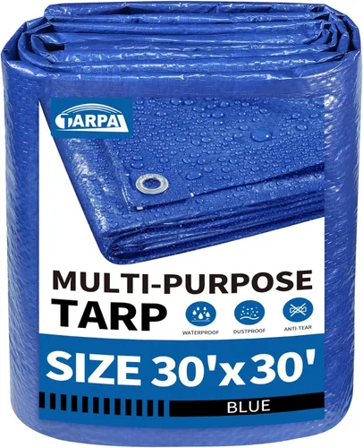 Vista 85 de TARPAL Lona azul de 6 x 6 pies, impermeable de 5 mil lonas pequeñas, cubierta protectora multiusos, cubierta de lona de polietileno para leña