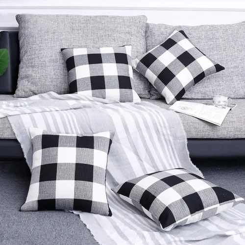 Vista 8 de Volcanics Juego de 4 fundas de almohada bohemias de 18 x 18 pulgadas, fundas de cojín decorativas de felpilla neutra para sofá, sillón, dormitorio
