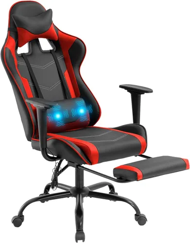 Vista 12 de Silla de juegos grande y alta, silla ergonómica de escritorio para computadora, cómoda silla de oficina ajustable de altura ajustable con soporte