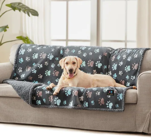 Vista 12 de Luciphia Mantas impermeables para mascotas para sofá cama funda protectora para gato a prueba de orina líquida, lavable, suave, esponjosa, manta